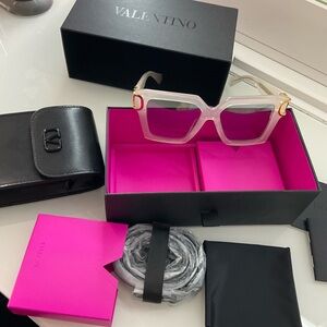 Valentino Gold and Pink Geometric Sunglasses